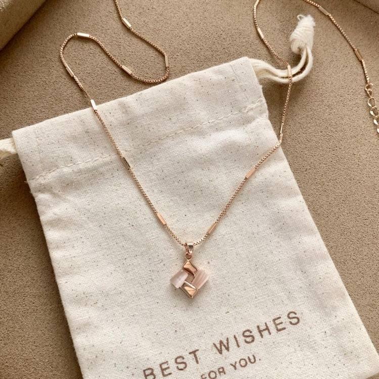 2026 Rose Gold Geometric Square Clavicle Necklace for Women - Elegant, Versatile, High-End