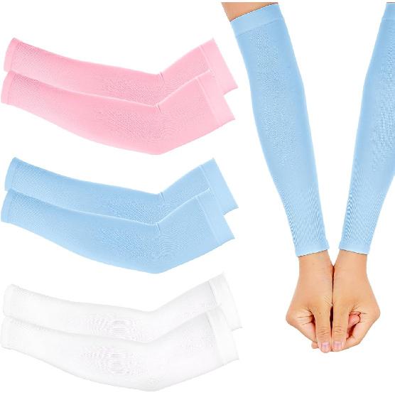 3Pairs Kids Arm Sleeves Thinly UV Sun Protection Cooling Arm Cover Compression Sleeves, Outdoor Sport Breathable Elastic Ice Sleeve for Youth Boys