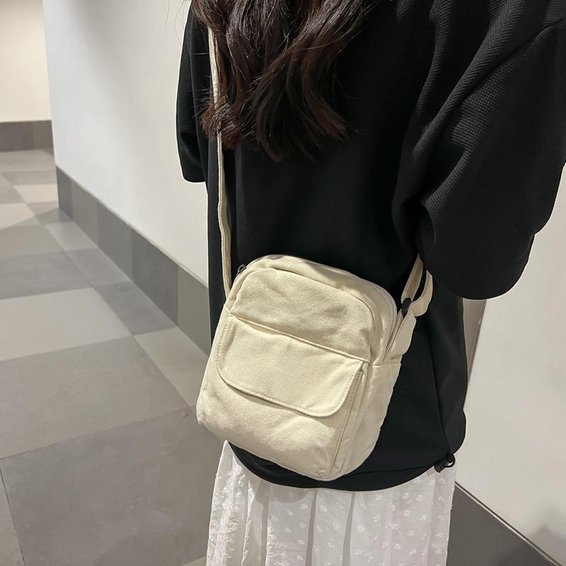 Handytasche Einfarbig Umhängetasche Canvas-Tasche Damen Schultertasche Kleine Tasche