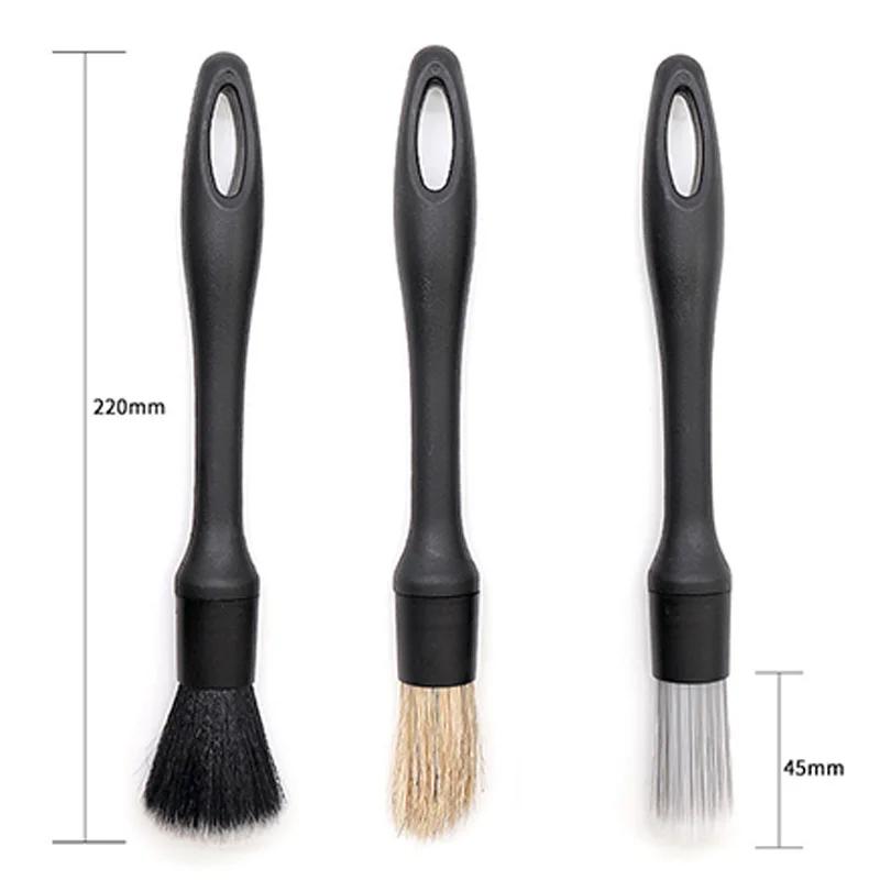 

3Pcs Car Detailing Brushes Super Soft Synthetic Bristles Detail Brush Auto Interior Clean Tool Dash Duster Brush Car Accessories