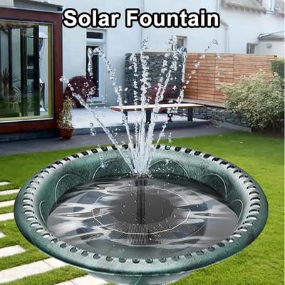 Fontaine Solaire d'Extérieur 2,5 W avec 6 Buses Décorative Durable pour plantes en pot, petits parterres de fleurs et potagers