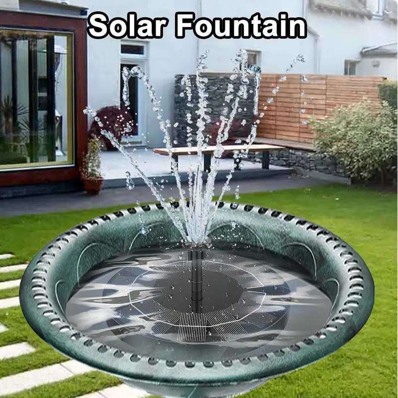 2.5w Outdoor Solar Fountain with 6 Nozzles  Decorative Durable  for potted plants small flower beds and vegetable gardens