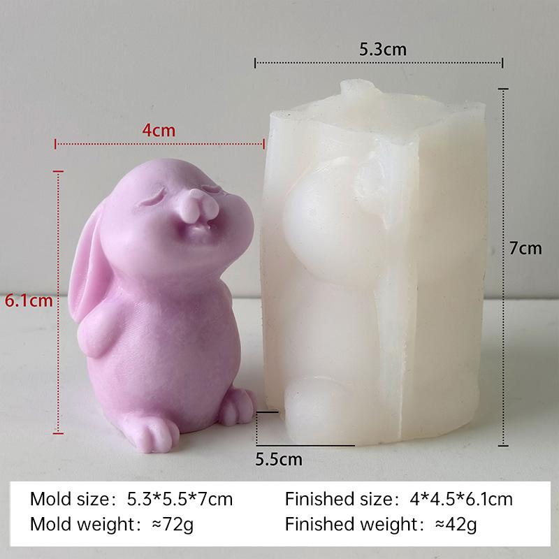 DIY Cartoon Animal Kitten Rabbit Bear Silicone Mold Handmade Aroma Candle Plaster Ornament Mould Soap Epoxy Resin Gypsum Molds