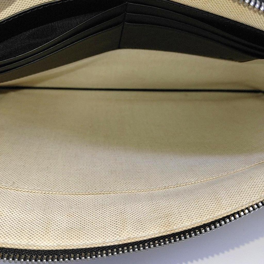 [Pre-Owned] Bee Print Logo Detachable Wrist Strap Canvas And Leather Medium Clutch - Very Good #1U2H4QG