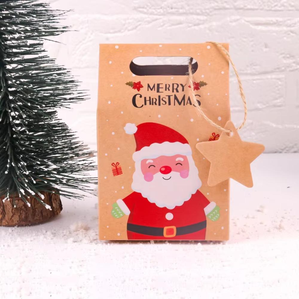24pcs Thickened Christmas Candy Gift Box With Tag Cookies Packging Bags Kraft Paper Boxes  2025 Xmas