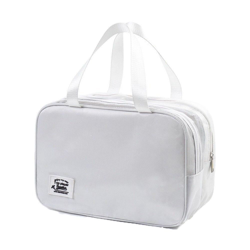 

Large Capacity Handheld Cosmetic Bag Solid Color Pouches Bag Organizer Portable Toiletry Bag Women білий