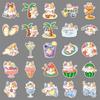 50 Summer Kitten Doodle Stickers Cartoon Cute Creative Decorative Water Cup Mobile Phone Small Mochi Stickers