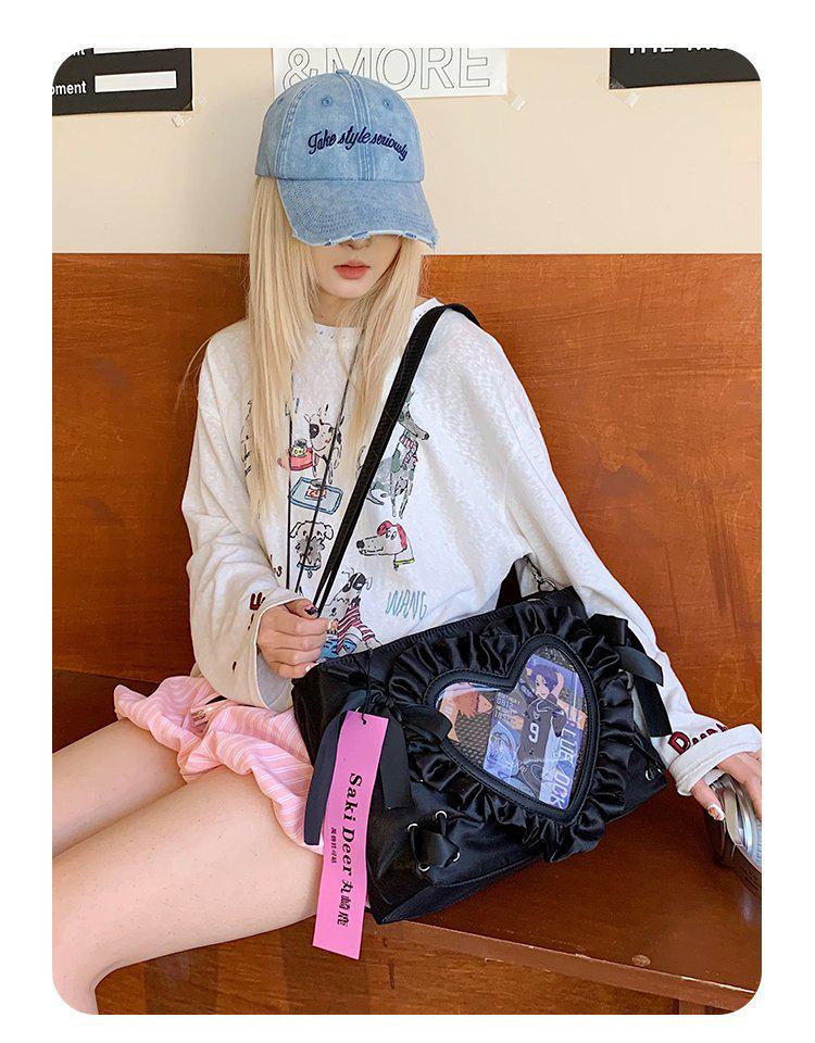 Sac Ita Cœur en Dentelle Anime Doux & Cool Épicé pour Femmes - Petit Sac Bandoulière/Épaule/Aisselle