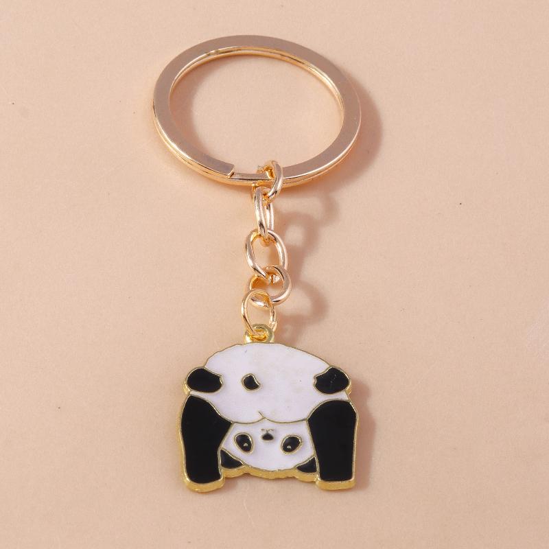 Cute Enamel Panda Keychain Cat Keyring Pendant for Car Key Holder Women Girls Handbag Accessories DIY Jewelry Gifts