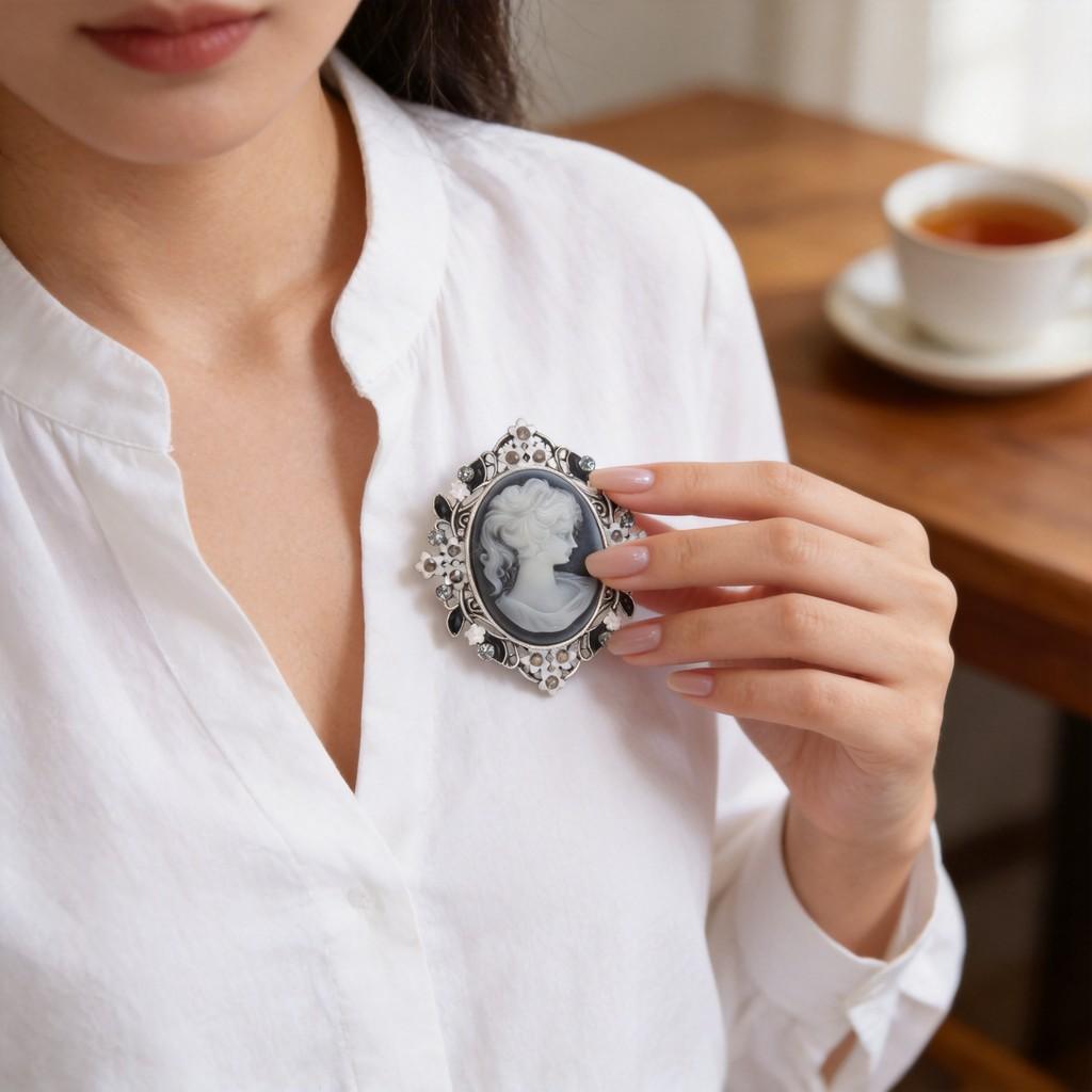 Elegant Alloy Floral Pin With Rhinestones For Office And Casual Wear