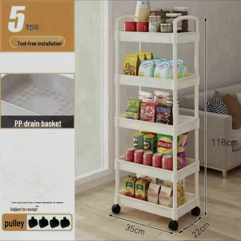 Compact Mobile Storage Rack for Kitchen, Bedroom, or Bathroom