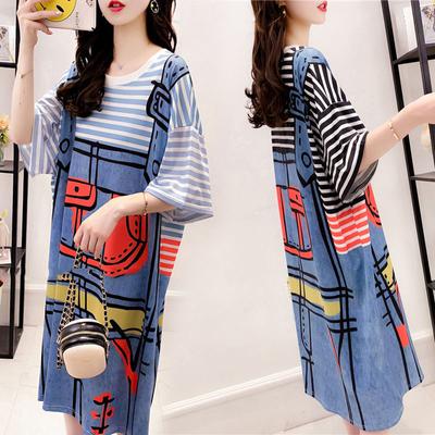 Women T-shirt Dress Plus Size Long Dress Cartoon Home Nightdress