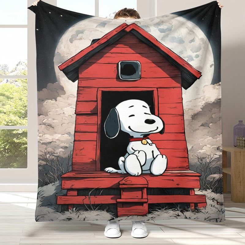 Cute Snoopy Dog Cartoon Flannel Blanket,Ultra Soft Warm Plush Throw for Home Bedroom Bed Sofa Cover Camping Picnic gift