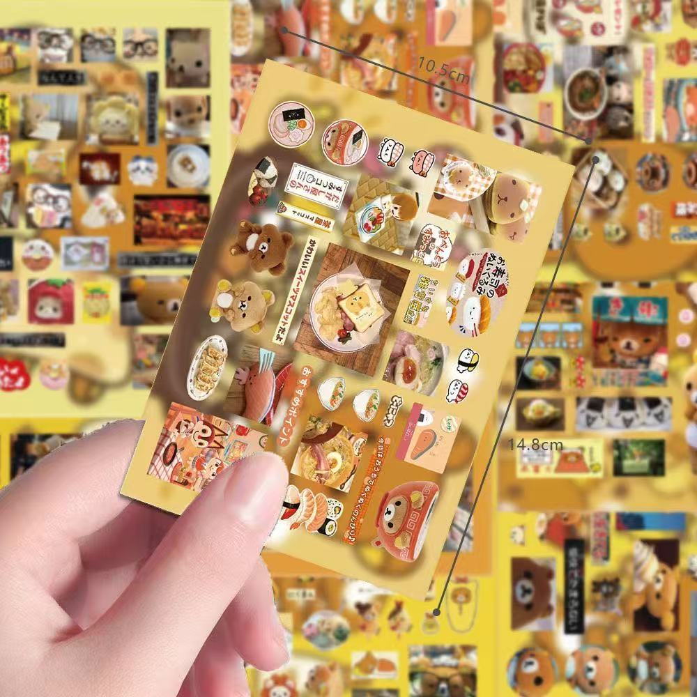 8 Stück Antikstil Rilakkuma Schnittfolien-Sticker Niedlich Beliebt Einfach und Kreativ Verpackungsmaterialien Wasserdichte Aufkleber