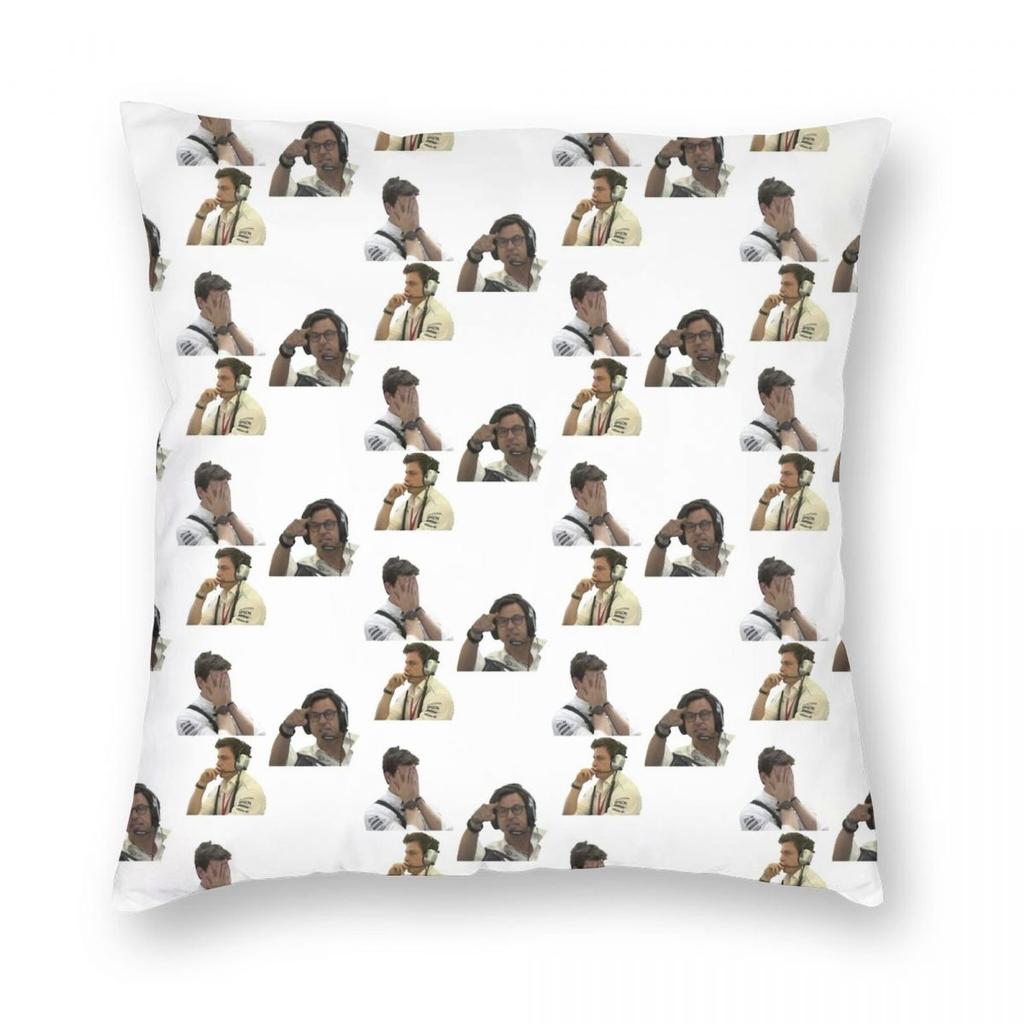 Wütendes Toto Wolff Collage Kissenbezug Polyester Leinen Samt Kreativer Reißverschluss Dekor Kissenbezug für Sofa Zuhause Kissenhülle x