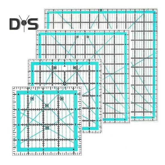 4Pcs Acrylic Quilting Ruler 4.5/6/9.5/12.5-Inch Square Fabric Cutting Patchwork Ruler with Clear Mark DIY Sewing Craft Projects Template