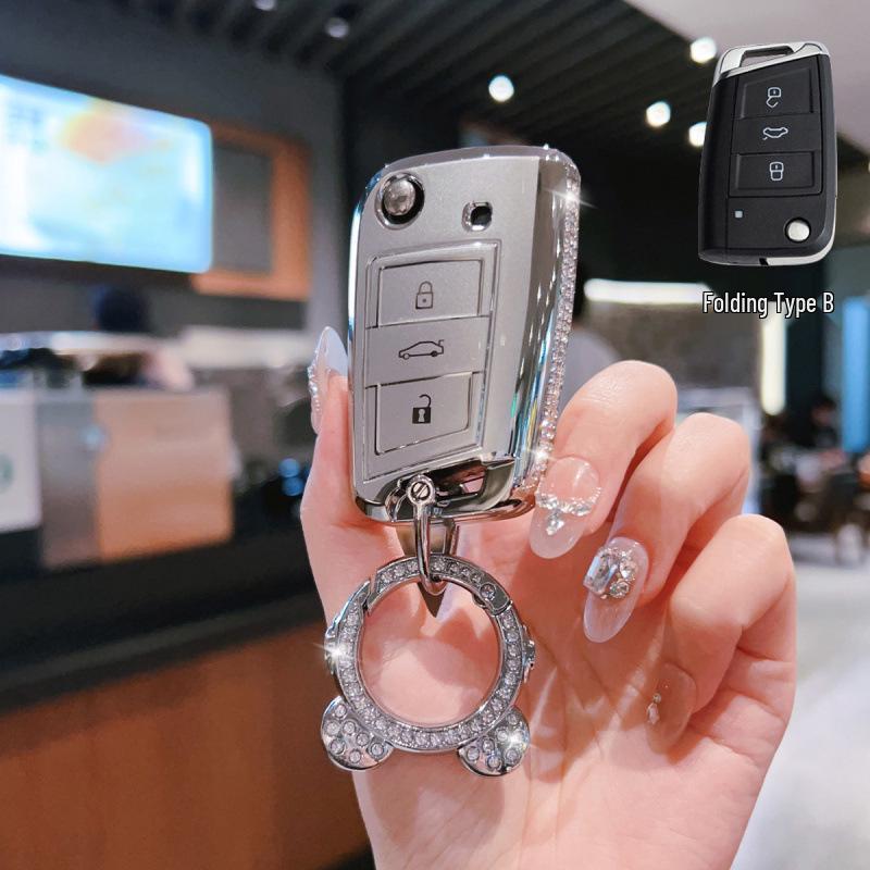 Skoda Schlüsselabdeckung für Octavia, Kamiq, Superb, Karoq - Cartoon-Stil für Männer und Frauen