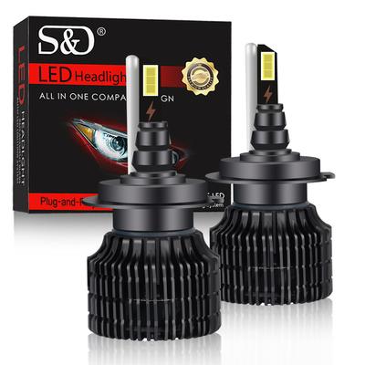 2Pcs H7 LED Headlight 30000LM CSP Chip LED H4 H1 H11 H8 H9 9005 9006 9003 HB2 HB3 HB4 120W 6000K Copper Tube Hi/Low Beam Bulbs Turbo Fog Light 12V