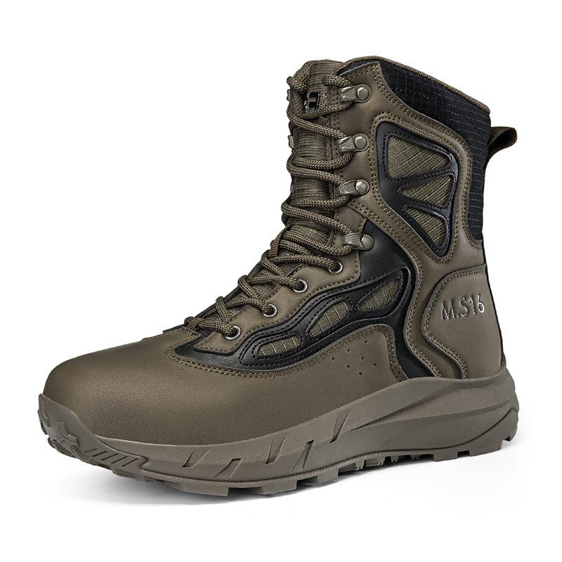 New combat boots side zipper summer ultra-light and wear-resistant outdoor hiking shoes high-top tactical desert boots