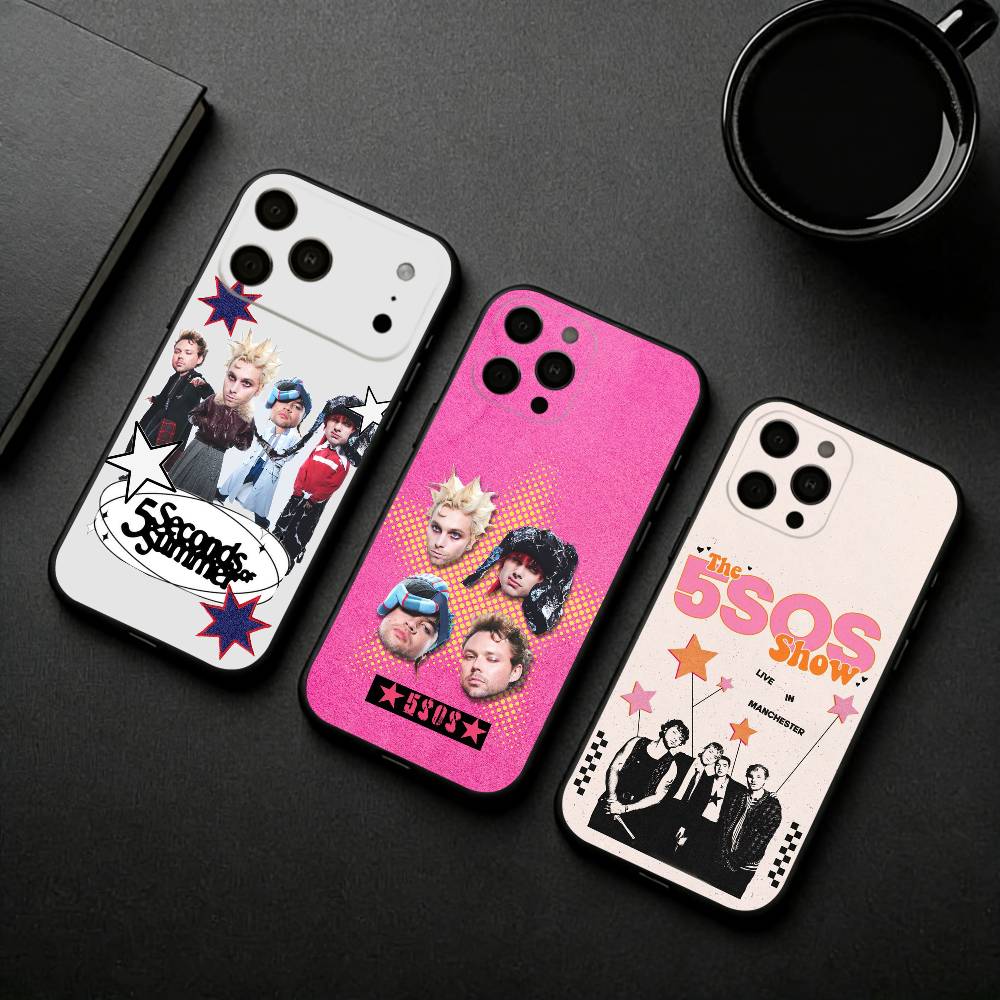 P-Popular Rock B-Band 5-5SOS Phone Case For iPhone 17pro, 16,15,14,13,12,11 X XR Plus,Others Soft Black Cover