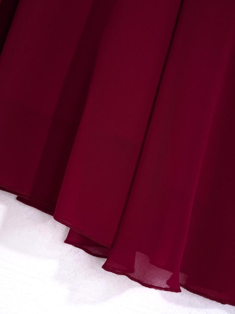 Girls Elegant Chiffon Party Dress Off the Shoulder Spaghetti Strap Adjustable A-Line Floor Length Gown