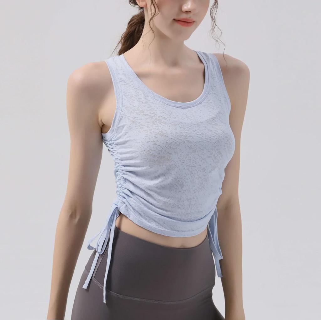 Women's Sleeveless Slim Fit Jacquard Sports Vest for Running, Yoga, and Pilates