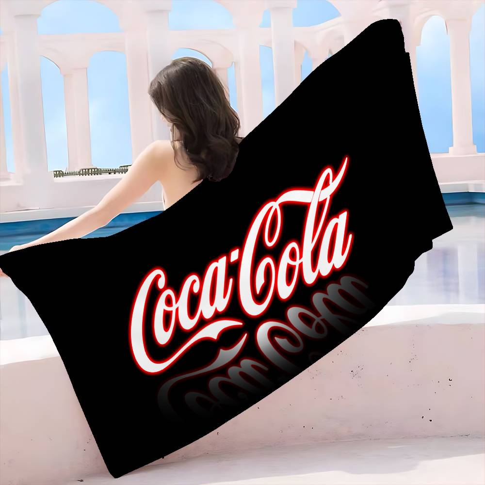 C-Cocas C-cola Logo Vintage Asciugamano da Spiaggia Stampato in Microfibra Alpinismo Yoga Spiaggia Nuoto Corsa Asciugamano Morbido Assorbente