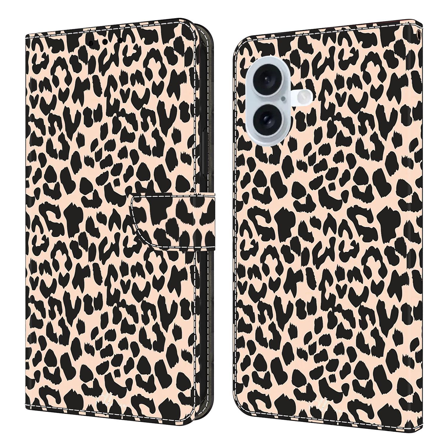 

For iPhone 17 Case with Card Slot Pattern Printed TPU+PU Leather Flip Phone Cover Leopard Print