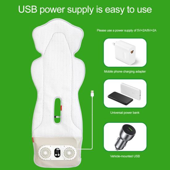 Baby Stroller Cooling Pad 3 Speeds Cooling Cushion with 2 Fans Timer Setting Breathable Mesh Cooling Liner for Stroller Crib Summer Baby Essentials