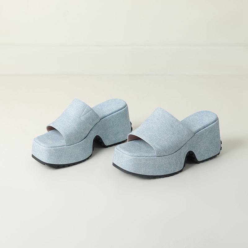 Krazing Pot Polyurethaan Mules Lente Zomer Maat 43 Maat 42 Prints Dames Platform Dames Ronde Neus Instappers Waterdichte Sandalen