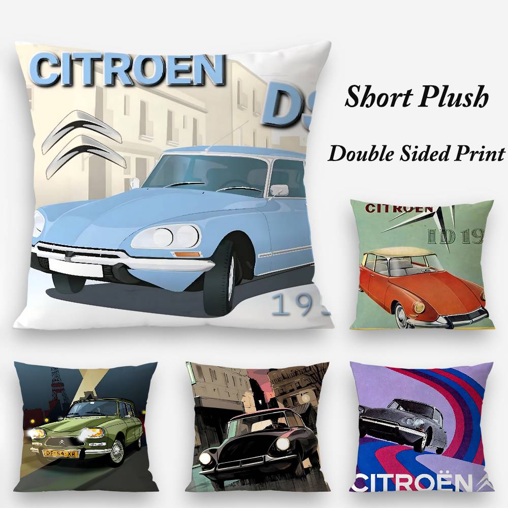 Cool C-Citroen Classic Pillow Case Plush Fabric Soft Double Sided Print Sofa Cushion Cover Throw Pillow Covers