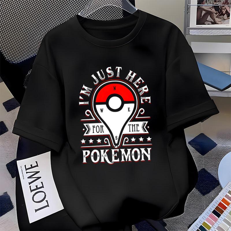 Pok É Mon Super Fire Dragon Pattern Short Sleeve Tshirt for Men and Women Loose Top Mens Tshirt Childrens Parent Child Wear