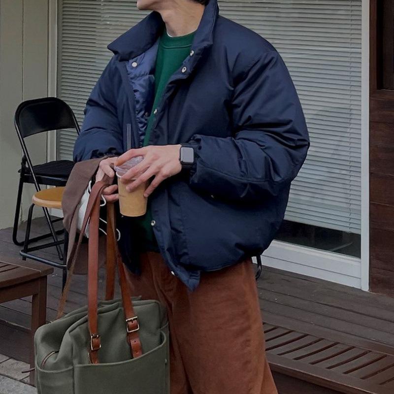 Stand Collar Cotton Coat Men's Winter Warm Loose Coat Korean Style Trendy Versatile Thickened Bread Coat