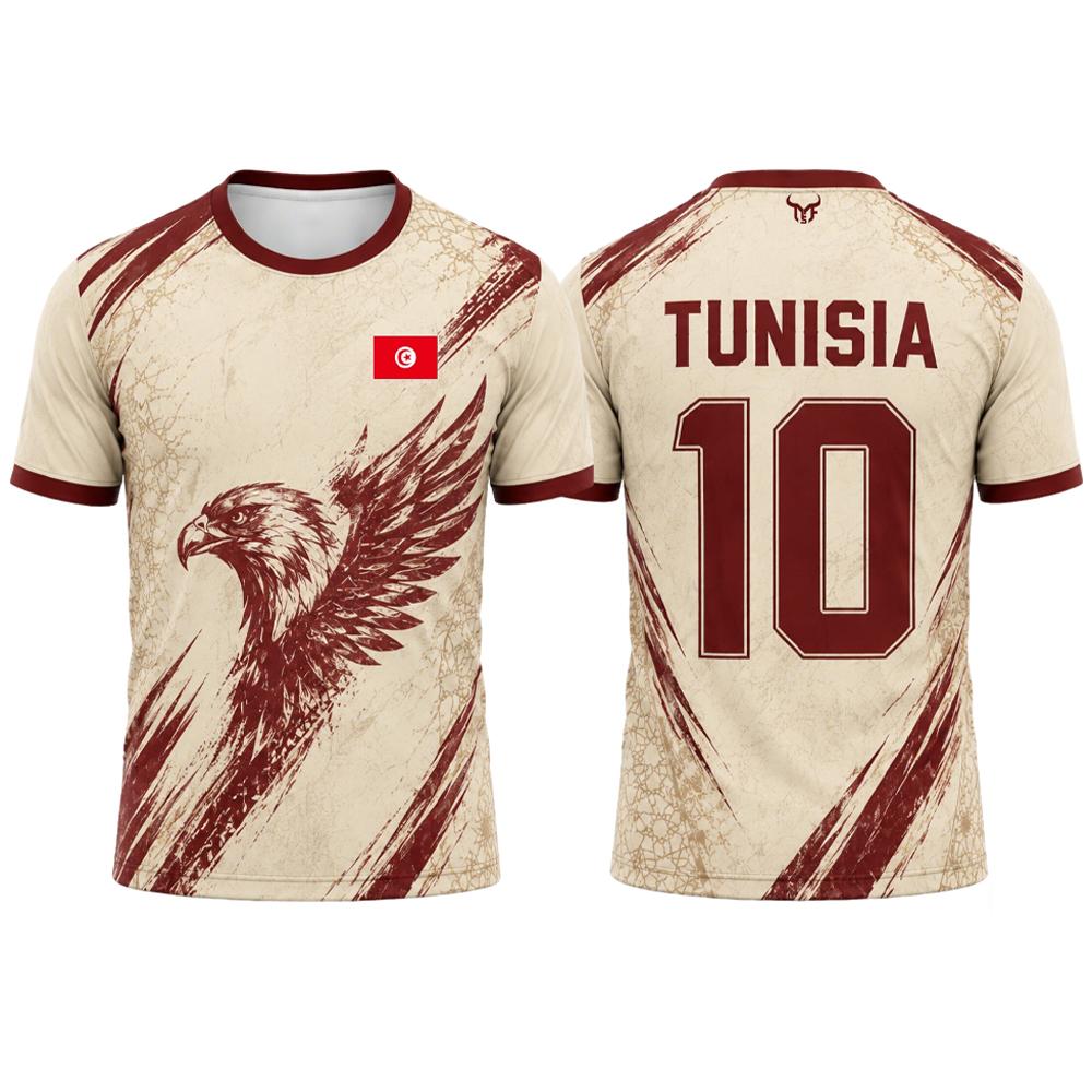 Huiteng12 Nieuw Tunesi&euml; Vlag Print Voetbalshirt Heren Sport Sneldrogend En Ademend Voetbal Trainingsuniform Unisex Casual Tops 4XL