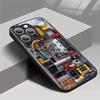 Creative Mechanical Circuit Board Pattern Tempered Glass Black Phone Case For Samsung Galaxy S25 S24 S23 Ultra Plus FE Cover