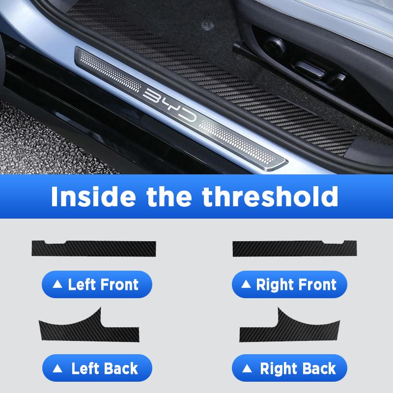 Car Door Sills Scuff Plate Threshold Protector Interior Imitation Carbon Fiber Sticker Accessories For BYD SEAL EV 2023-2025