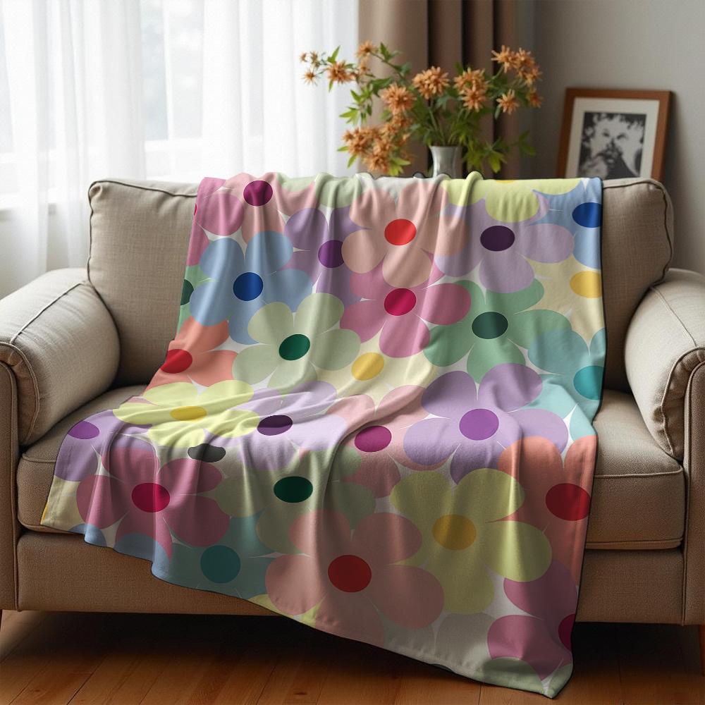 Multicolor Heart Polka Dot Anime Cartoon Flannel Blanket Soft Warm Throw for Bedroom Sofa Car Kids Holiday Gift