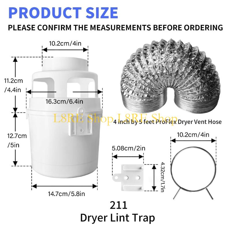 L8RE 3 in 1 Indoor Dryer Vent Set Lint Catcher Bucket Box Dryer Ventilation Replace