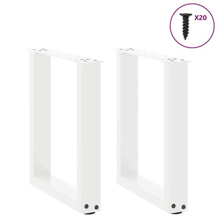 VidaXL Coffee Table Legs U-Shape 2 Pcs White 38 X (42-43) Cm Steel 4013153