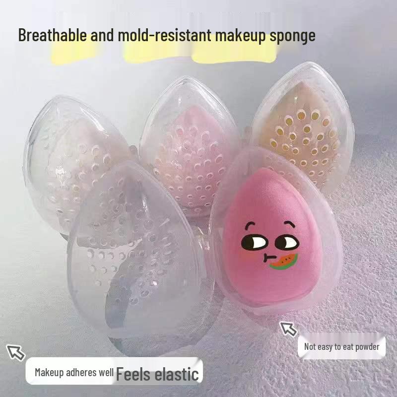 Portable Transparent Makeup Sponge Storage Box with Lid - Breathable, Mold-Proof, Moisture-Proof, Eggshell Design