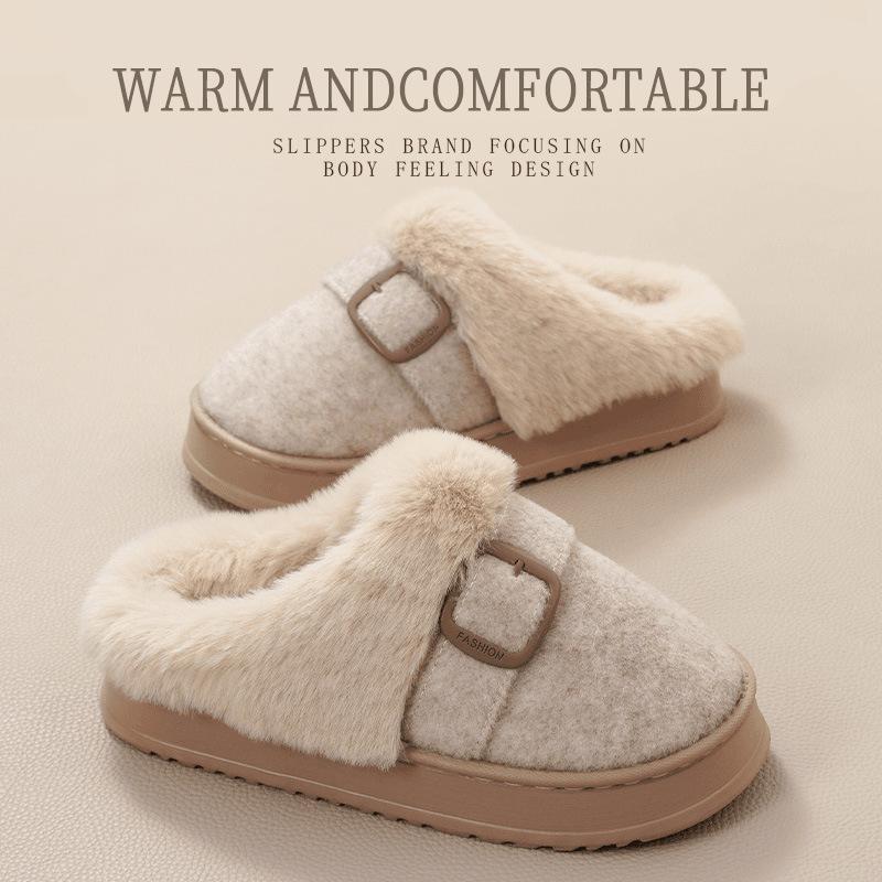 Source Cotton Slippers, Simple Home In Autumn and Winter, Indoor Thick Bottom Warm and Non-slip, External Wear Fluffy Slippers