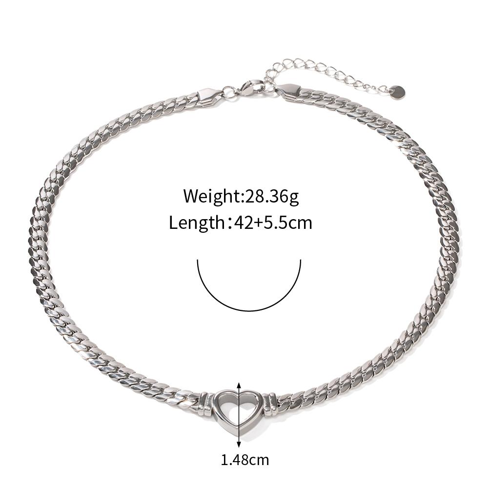 Yori 14K Gold Hollow Heart Flat Snake Chain Necklace Vintage Stainless Steel Elegance Jewelry Gift for Women