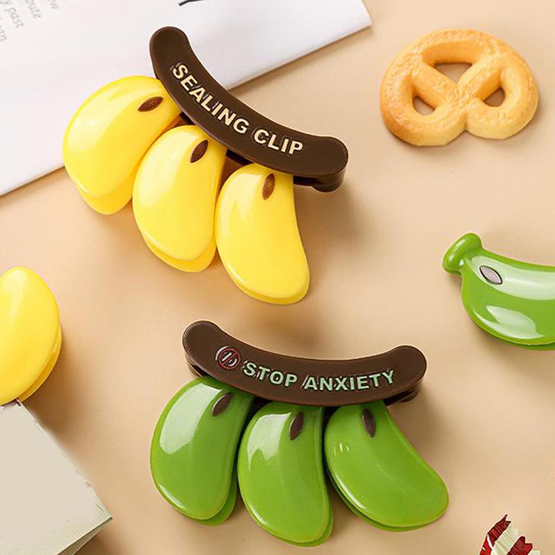 3D Banana Magnetic Fridge Decor - Cute Plastic Food Sealing Clips