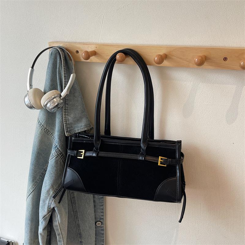 

Ретро сумка-багет большой вместимости, Простая, Повседневная и Модная женская сумка, Трендовая и Стильная сумка на одно плечо чёрный