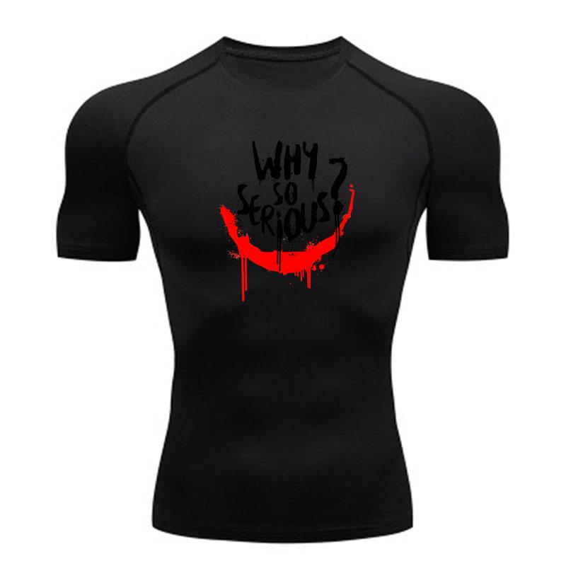 Men Compression Fitness Sports T-shirt, Casual WHY SO Seriou