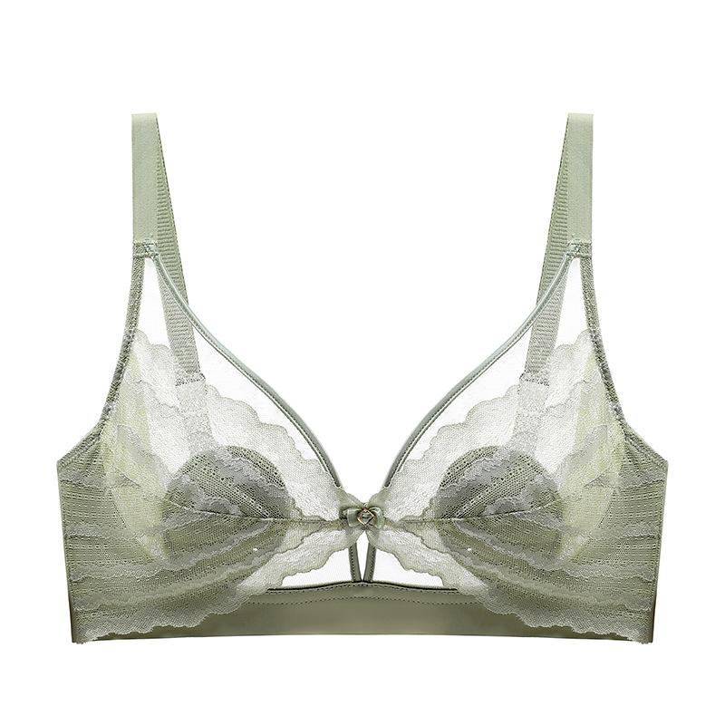 

Дышащее латексное нижнее белье для женщин Тонкий собирающий бюстгальтер с кружевом без косточек 38/85C зелёный