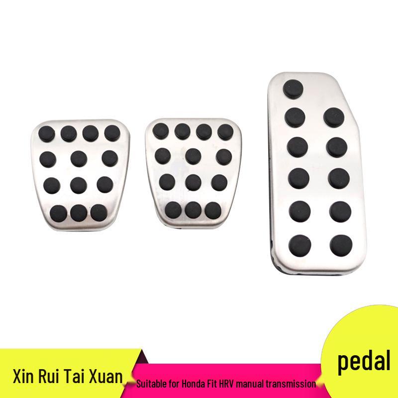 

Non-slip pedal covers for Honda Fit/HR-V: modified accelerator, brake, and footrest. Aluminum Alloy + Hard Rubber