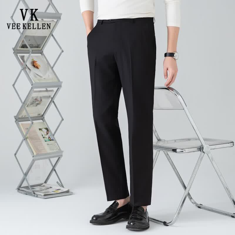 VEE KELLEN Men s Summer Straight-Leg Business Casual Pants 33
