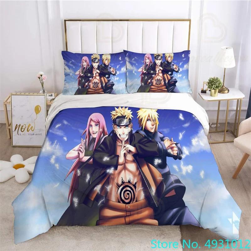 Kids Uzumaki Naruto Uchiha Sasuke Bedding Set Duvet Cover Quilt Cover Pillowcase Double King Size Bedroom Bed Cover Decoration