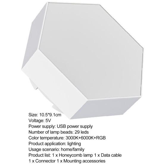 1 Set Hexagonal High Brightness Stepless Wall Lamp Dimming Multiple Lighting Modes Touch